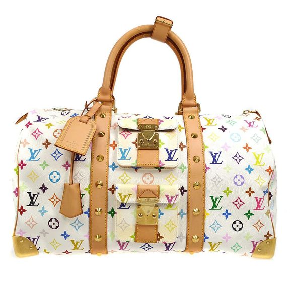 Louis Vuitton Duffle Keepall Handbag Blanc Monogram Multi Color - Picture 1 of 9